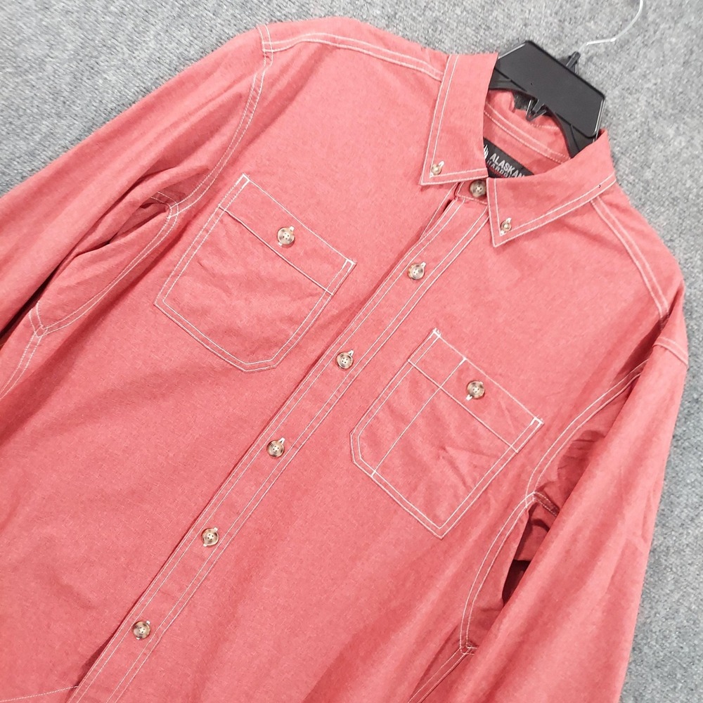 Alaskan Hardgear Shirt Mens Medium Red Solid Light Weight Stretch‎ Workwear